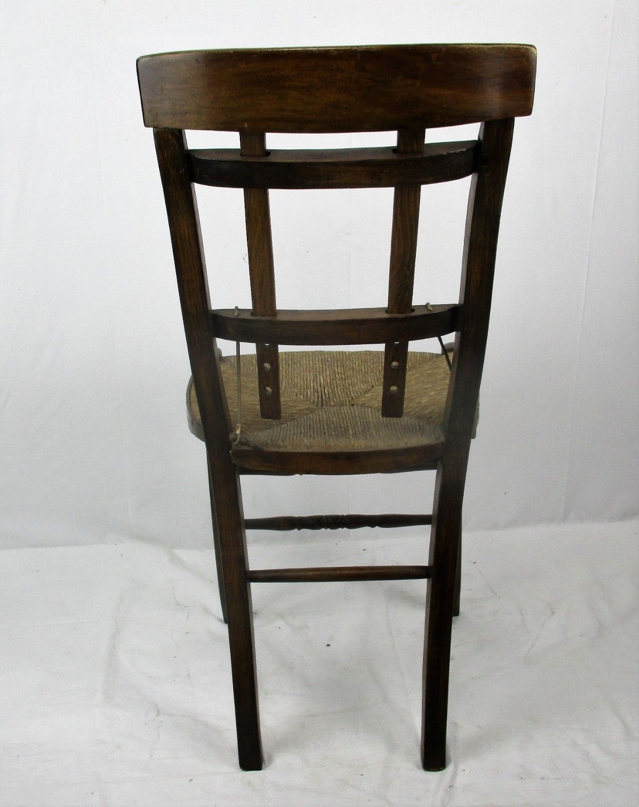 photo furniture Antique Wooden Chair Rush Seating Adjustable Back Extremely Rare Funky