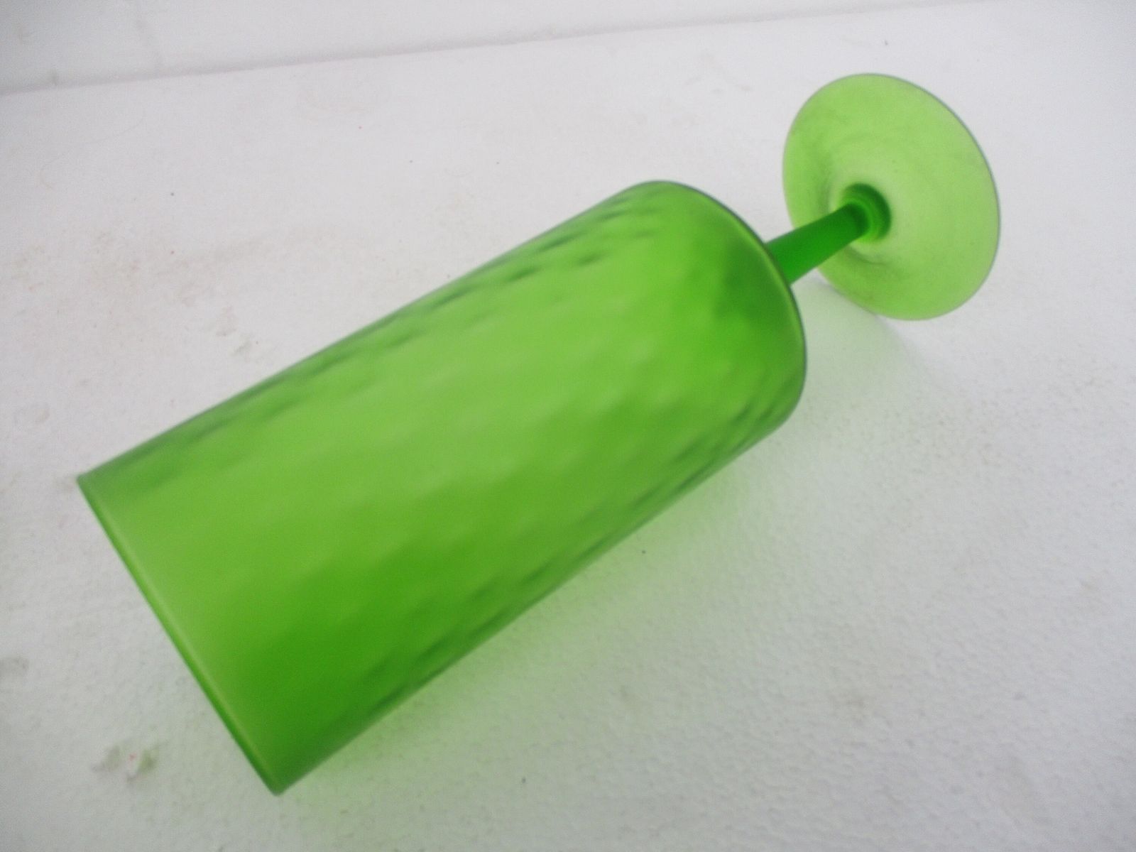 Vintage Goblet Apothecary Jar Lidded Swirled Opt Glass Green Mid Century Funky I photo vinterior
