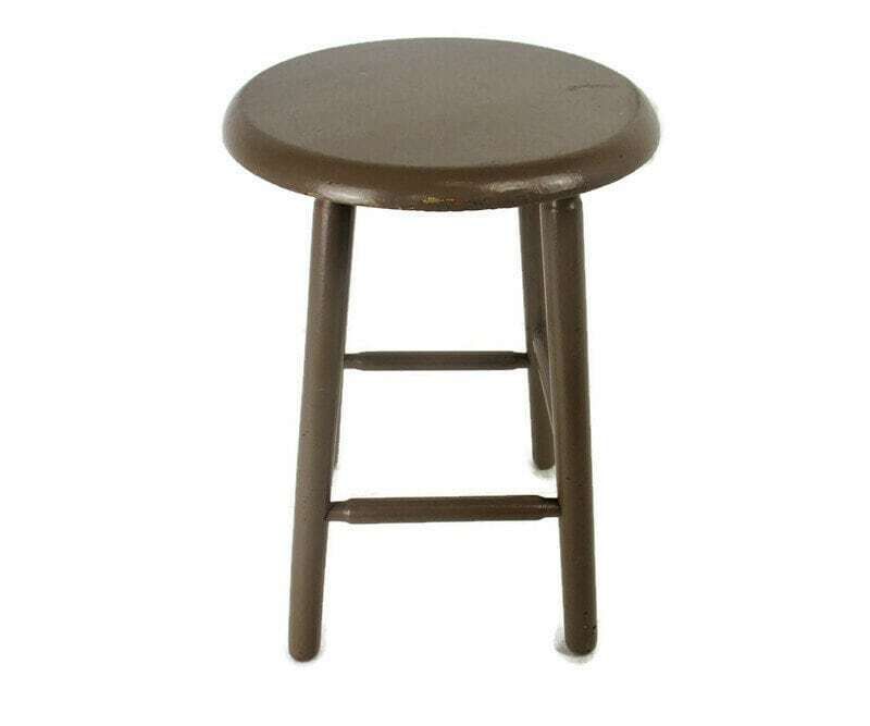 Vintage Hand Carved Wood Milking Stool Crutch Pedestal Table Farmhouse Barn Coun