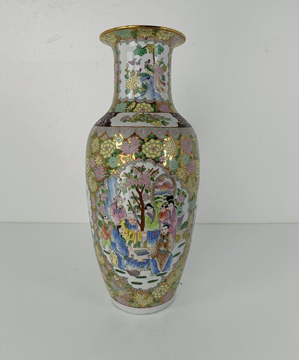 Chinese Porcelain Vintage Family Rose Vase Polychrome Xl Modernist Geisha Beauti photo furniture
