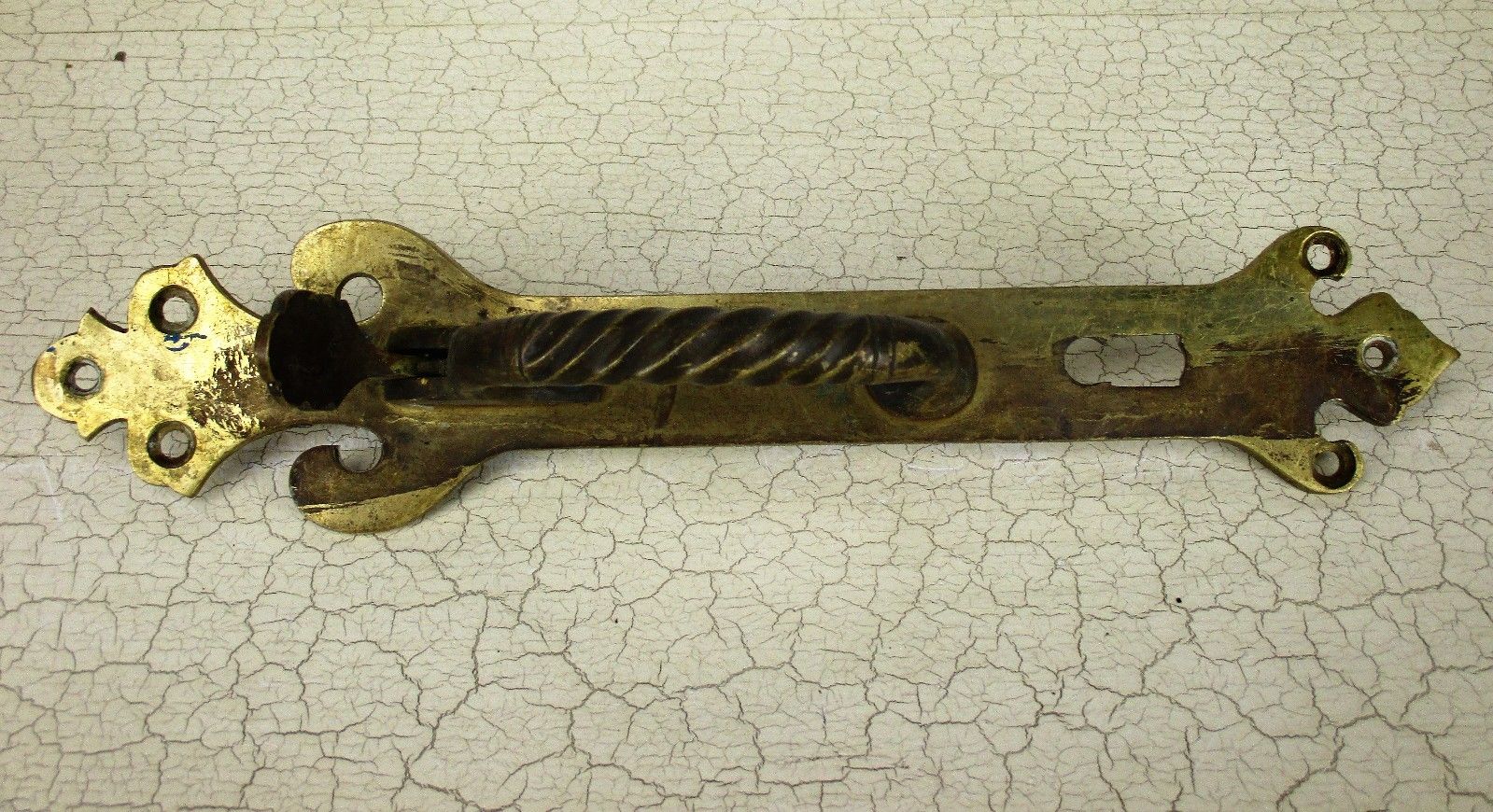 Antique Brass Door Knob Handle Architectural Ornate Reclaimed Backplate French photo furniture