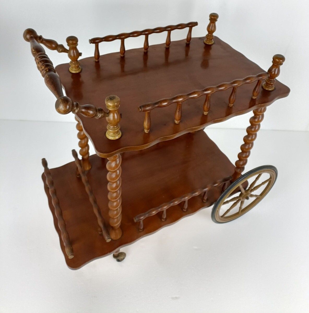 Bar Cocktail Tea Cart Trolley Mid Century Modern Kitchen Island Ornate Barley Tw photo vinterior