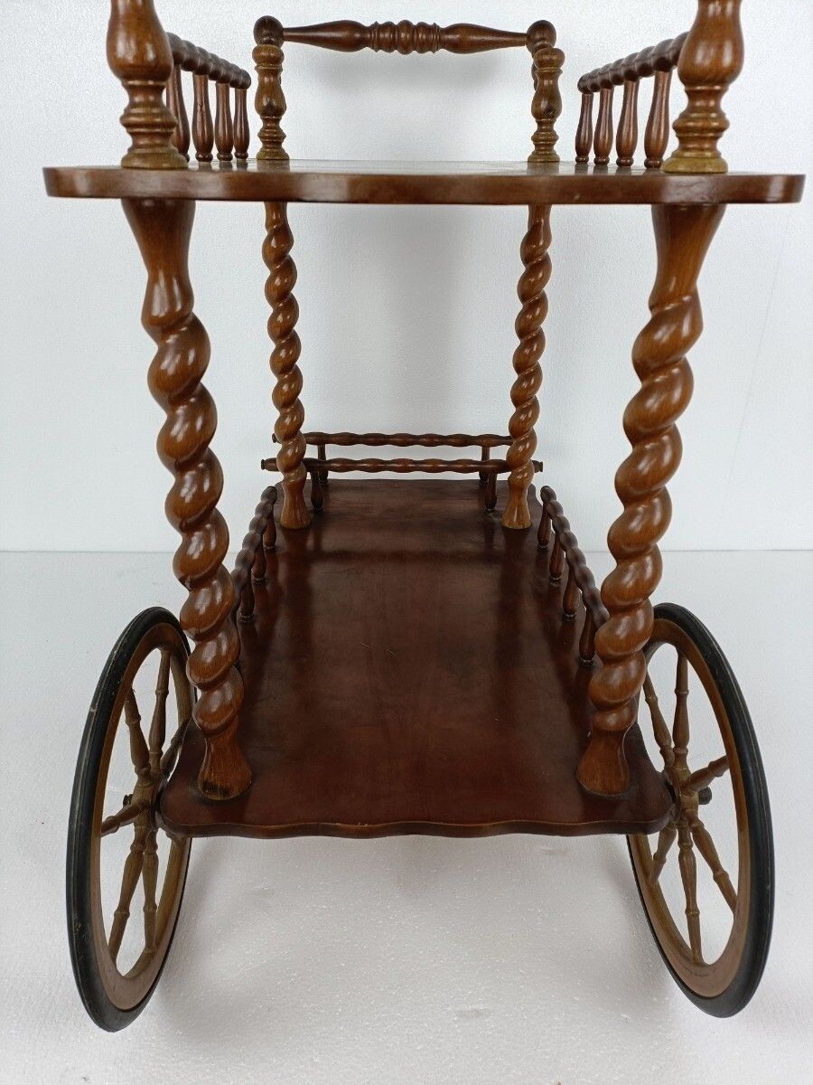 Bar Cocktail Tea Cart Trolley Mid Century Modern Kitchen Island Ornate Barley Tw photo vintage