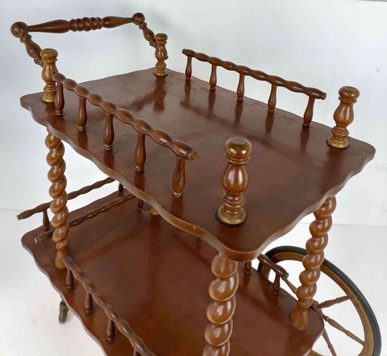 photo furniture Bar Cocktail Tea Cart Trolley Mid Century Modern Kitchen Island Ornate Barley Tw