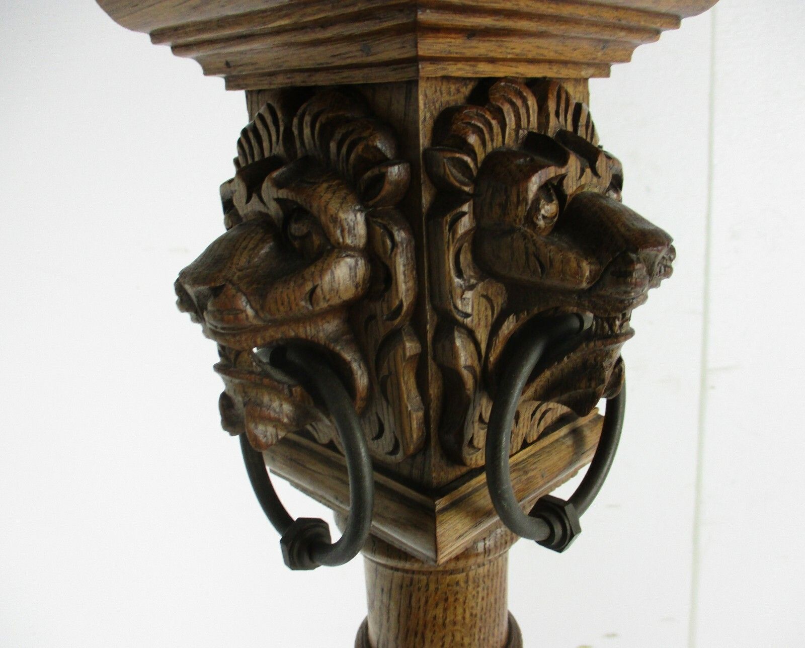 Hand Carved  Ornate Wooden Pedestal Lion Heads Impressive Plant Bonsai Stand photo for sale
