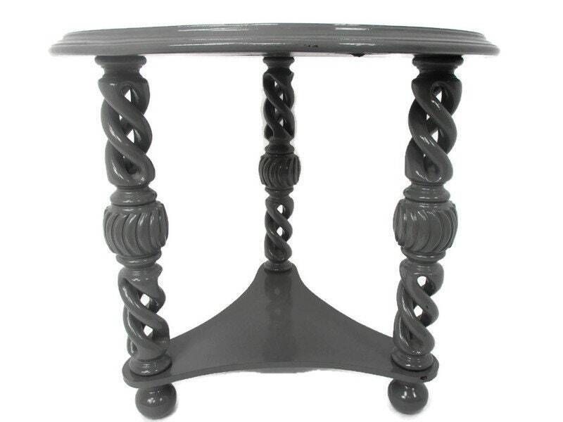 Open Barley Twist Wooden Side Display Coffee Table Pedestal Plant Stand Farm Cou