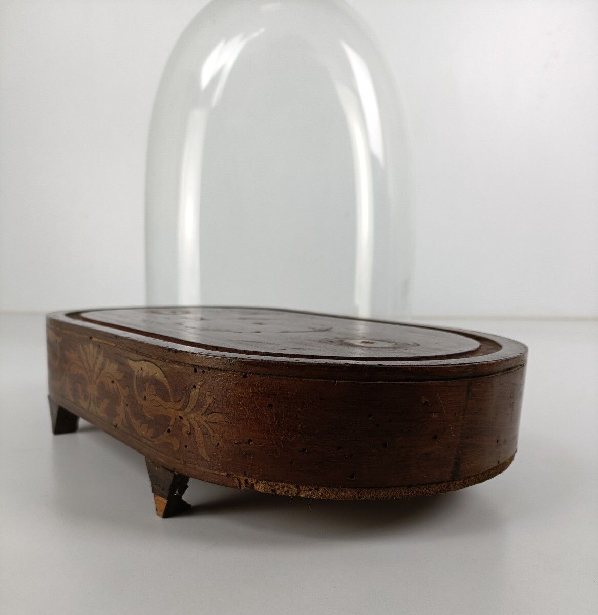 Antique Victorian Oval Hand Blown Glass Globe Dome Doll Clock 15.9"H 12"W6.37" photo vintage