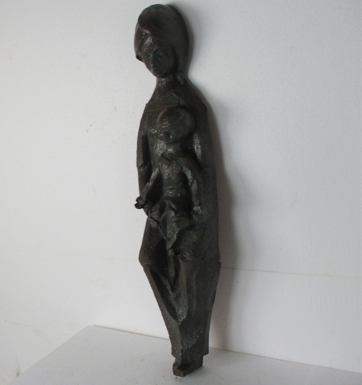 Xl Wall Plaque Hanging Statue Virgin Mary Infant Child Madonna Terra Cotta Churc photo for sale