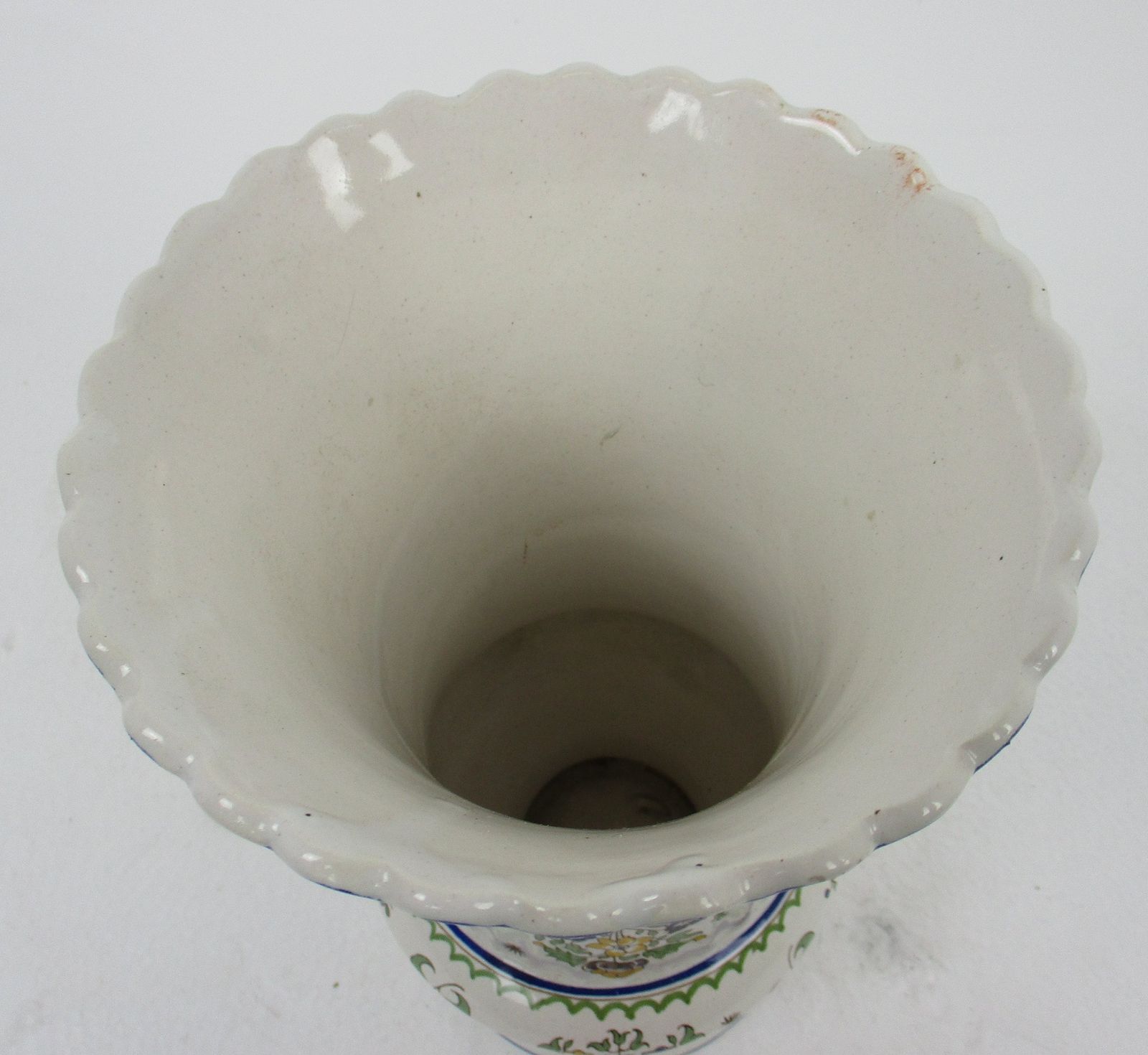 Beautifult Vase Delft Holland Style Polychrome Porcelain Hand Painted Scallope photo for sale