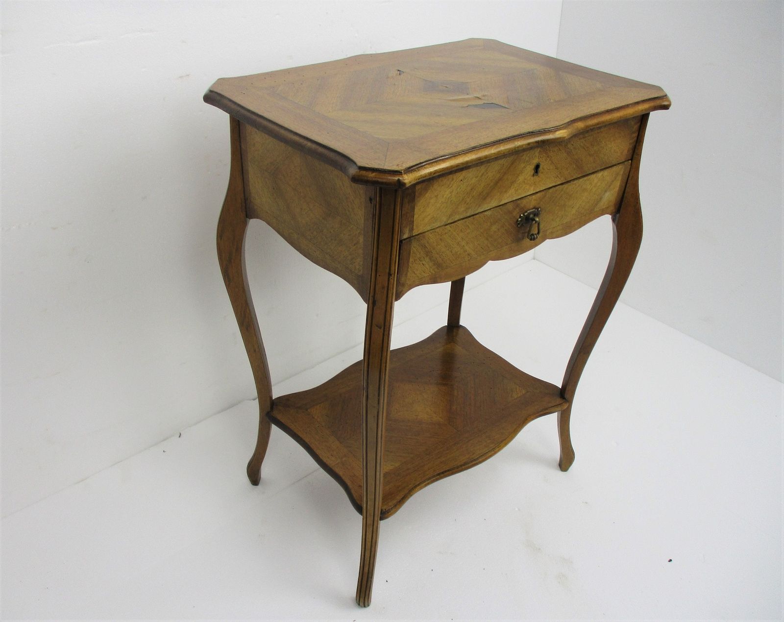Antique Art Nouveau Inlay Wood Sewing Quilting Box Table Cabinet Two Tier Gorgeo photo for sale