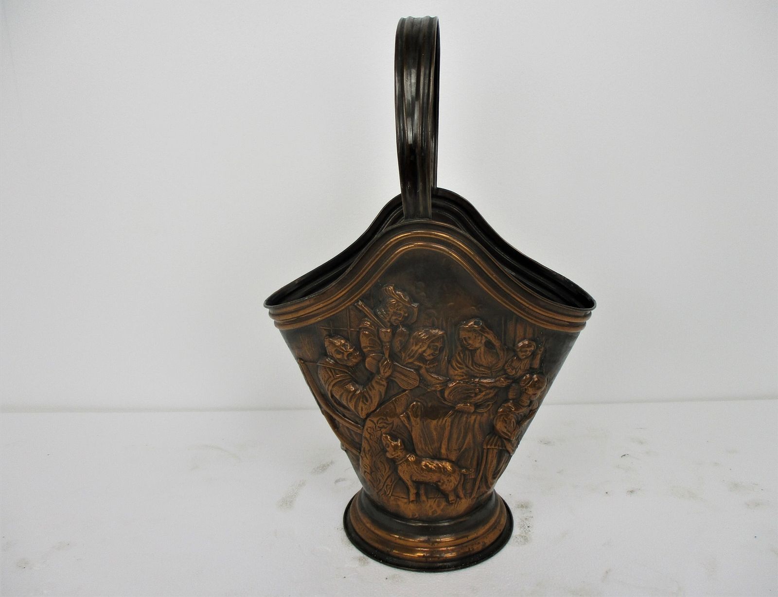 Umbrella Kane Stand Hammered Red Copper Dutch Breughel Bacchus Scene photo furniture