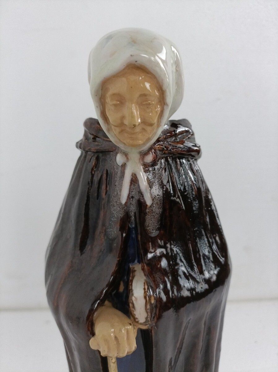 Old Lady Poterie Flamande Faience Flanders Pottery Glazed Large Collector Hand M photo furniture