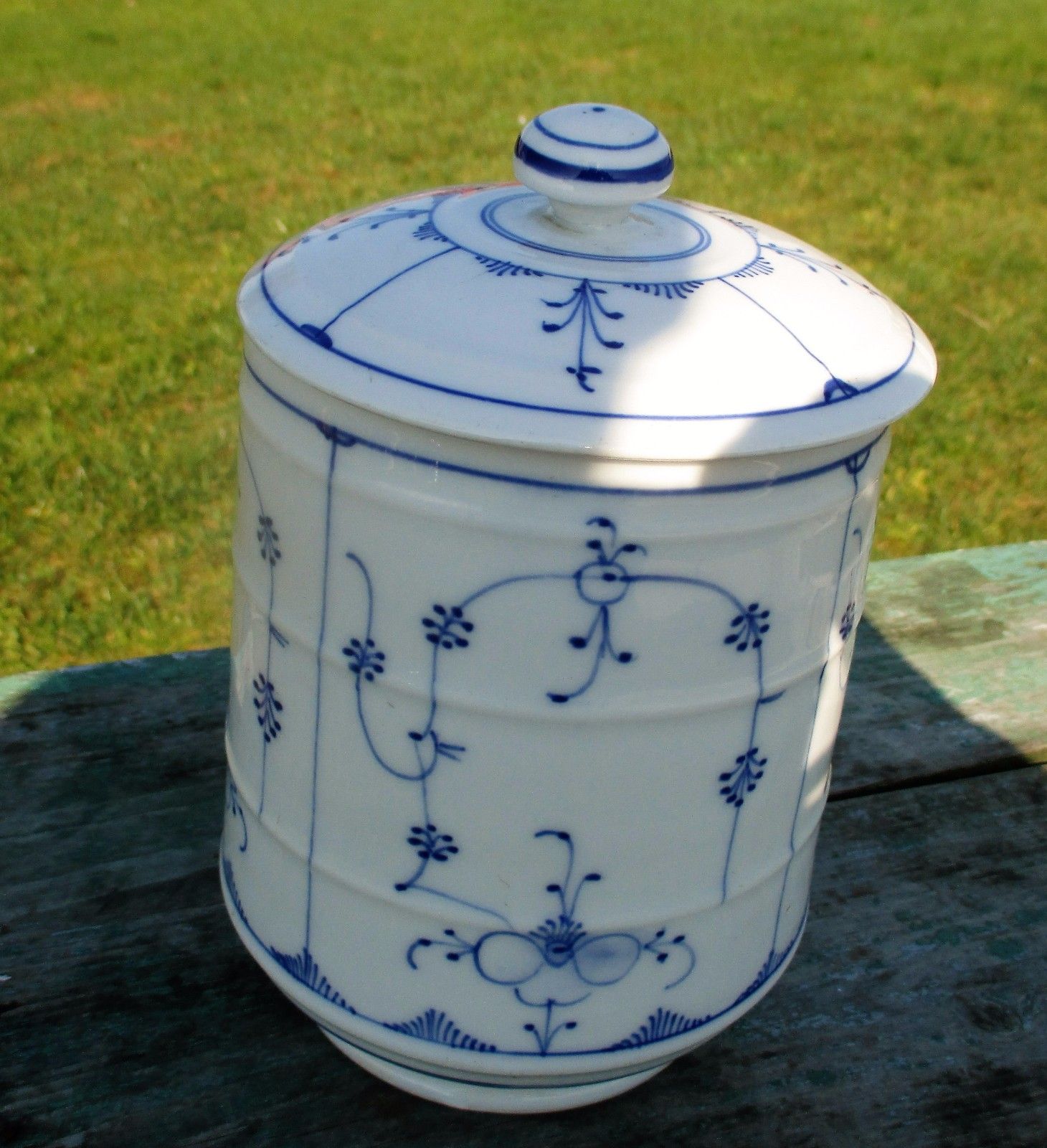 Antique 19th Century Rauenstein Coffee Jar  Porcelain  Germany Marked Blue White photo Home Decor
