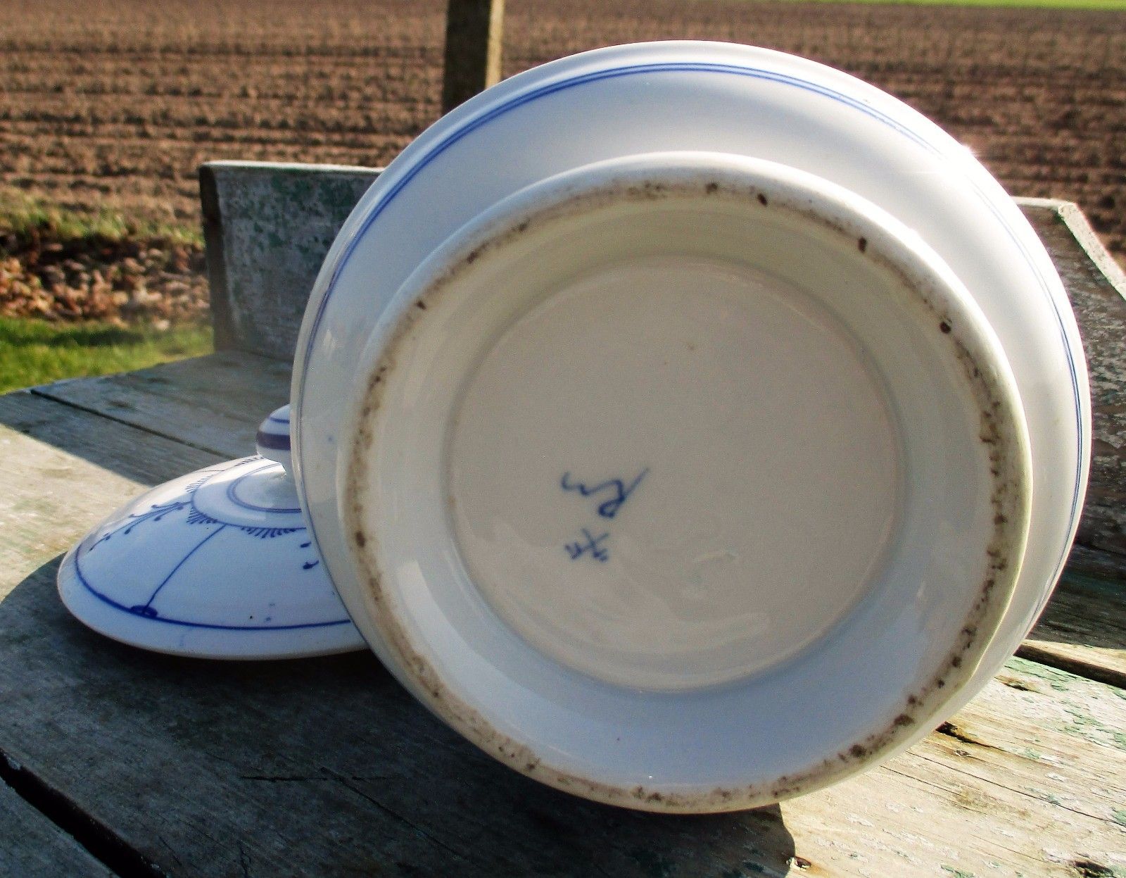 Antique 19th Century Rauenstein Coffee Jar  Porcelain  Germany Marked Blue White photo vintage