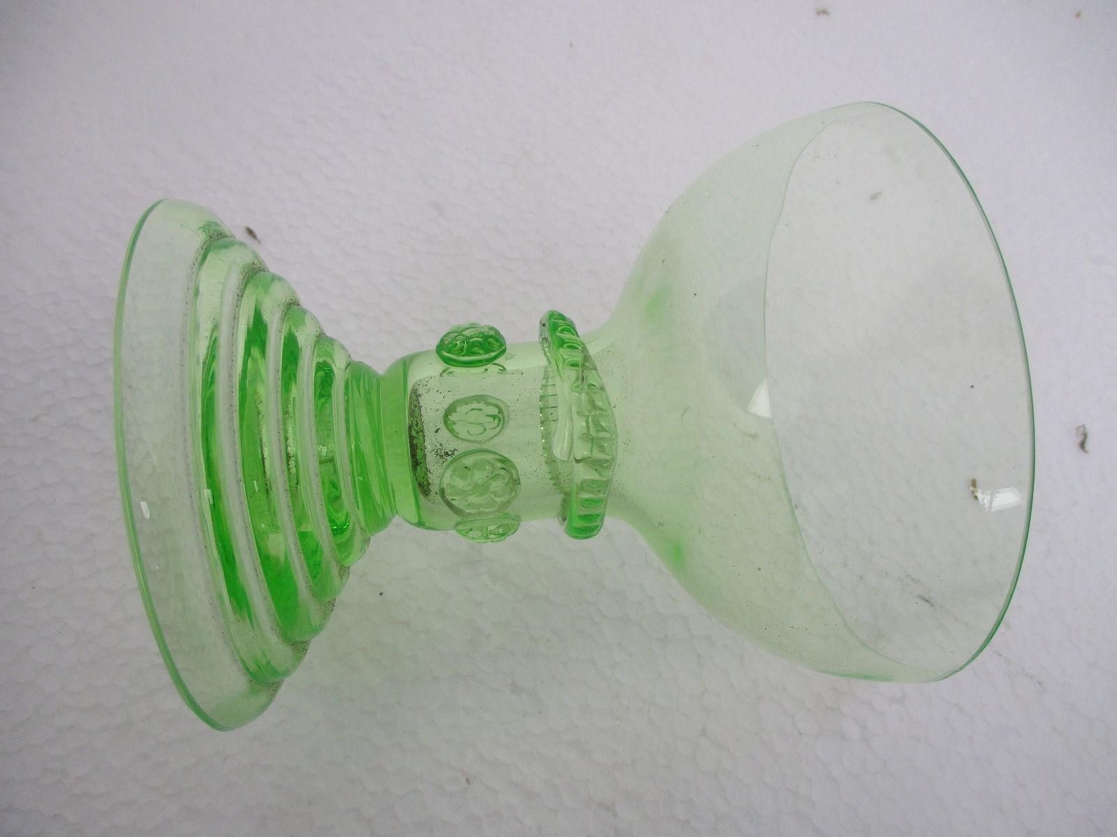 Pair Antique 19th Century Roemers Goblets Wine Glasses Bohemian Exquisite Green photo for sale