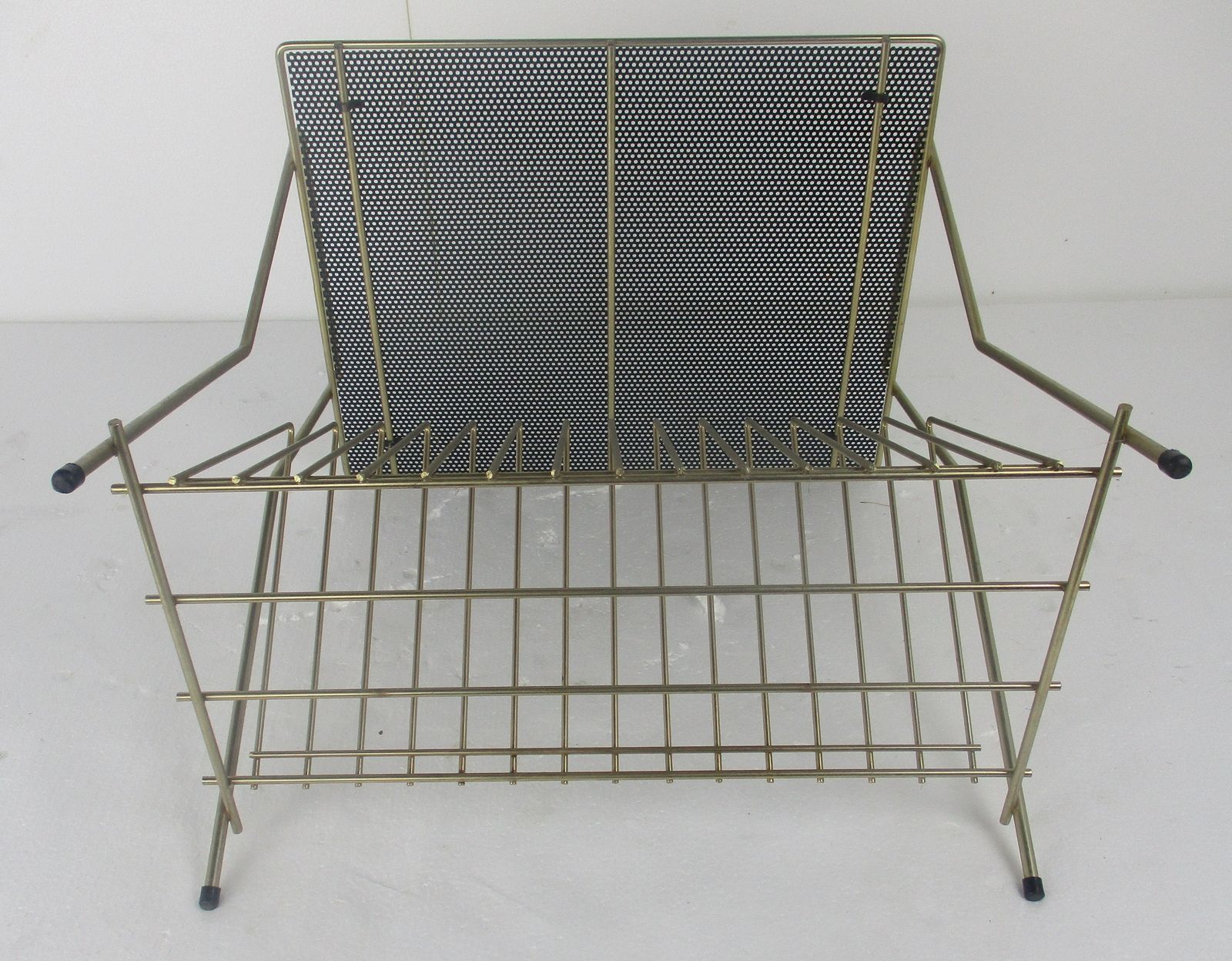 Atomic Perforated Wire Iron Cart Trolley Music Albums Side Table Mid Century M photo buy