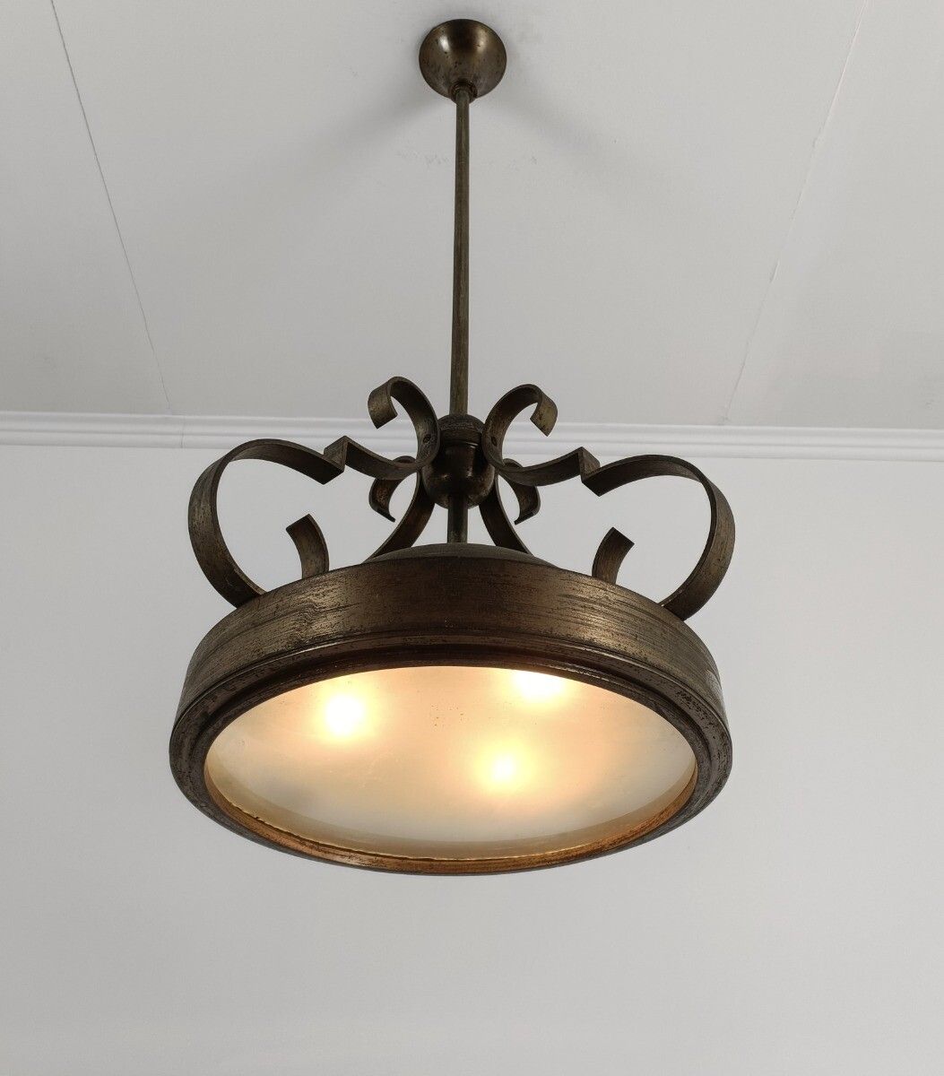 Art Deco Chandelier Pendant Attributed To De Coene Belgium Industrial Loft Style photo furniture
