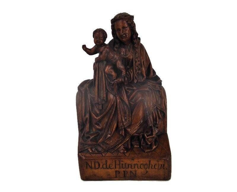Large Statue Notre Dame Our Lady Hunnegem Hunneghem Oak Virgin Mary Collector Ht