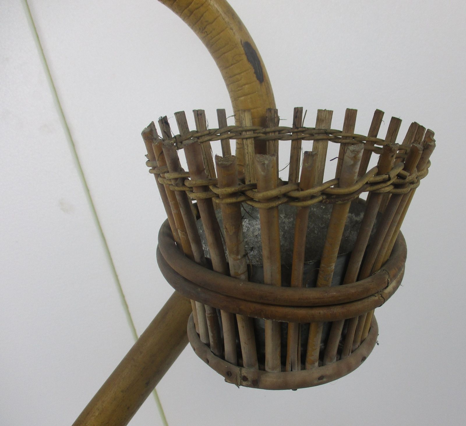 Standing Floor Planter Wicker Bamboo Rattan 3 Tier Planters Mid Century Modernis photo Home Decor