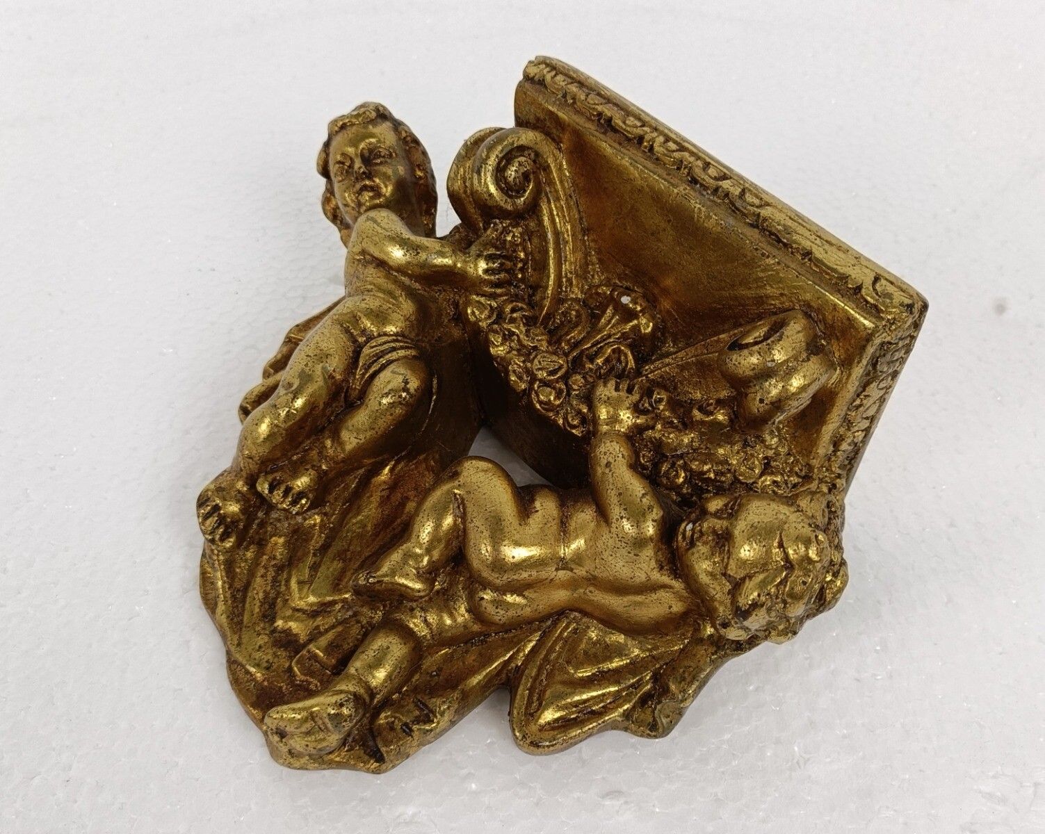 Ornate Wall Mounted Putti Angels Console Shelf Rack Gold Gilded  Hollywood Regen photo for sale