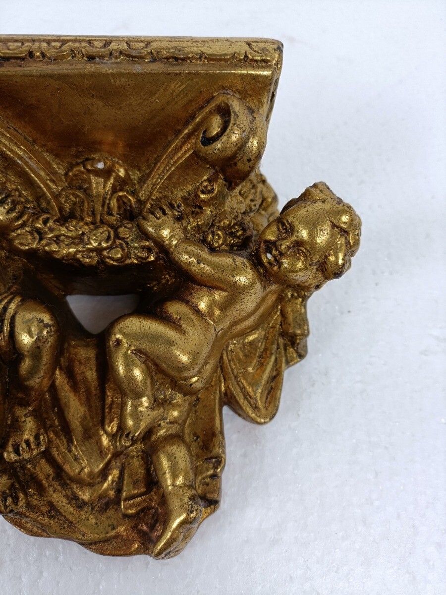 Ornate Wall Mounted Putti Angels Console Shelf Rack Gold Gilded  Hollywood Regen photo vinterior