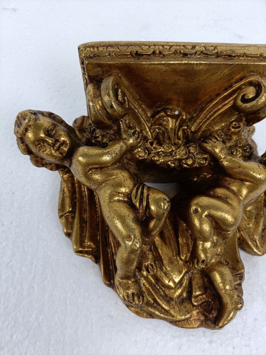 Ornate Wall Mounted Putti Angels Console Shelf Rack Gold Gilded  Hollywood Regen photo buy