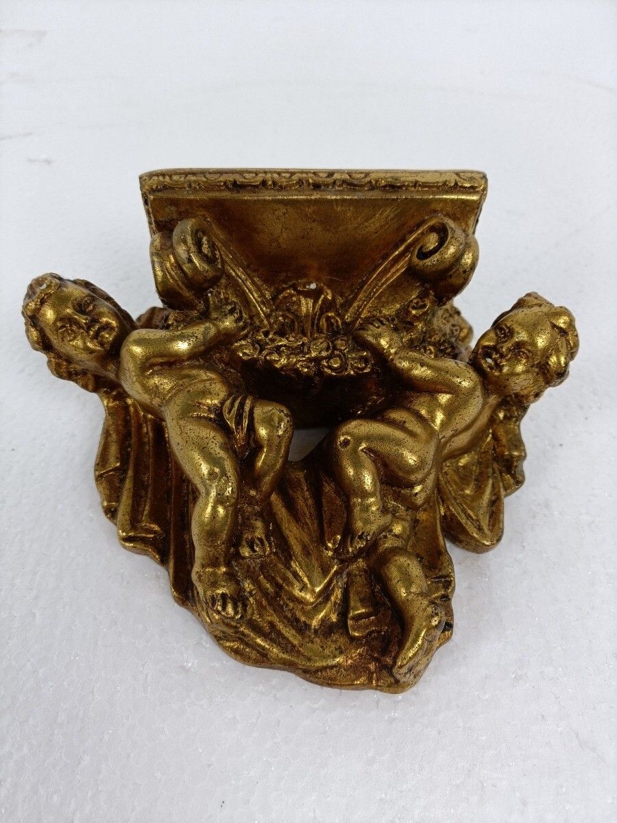 Ornate Wall Mounted Putti Angels Console Shelf Rack Gold Gilded  Hollywood Regen photo vintage