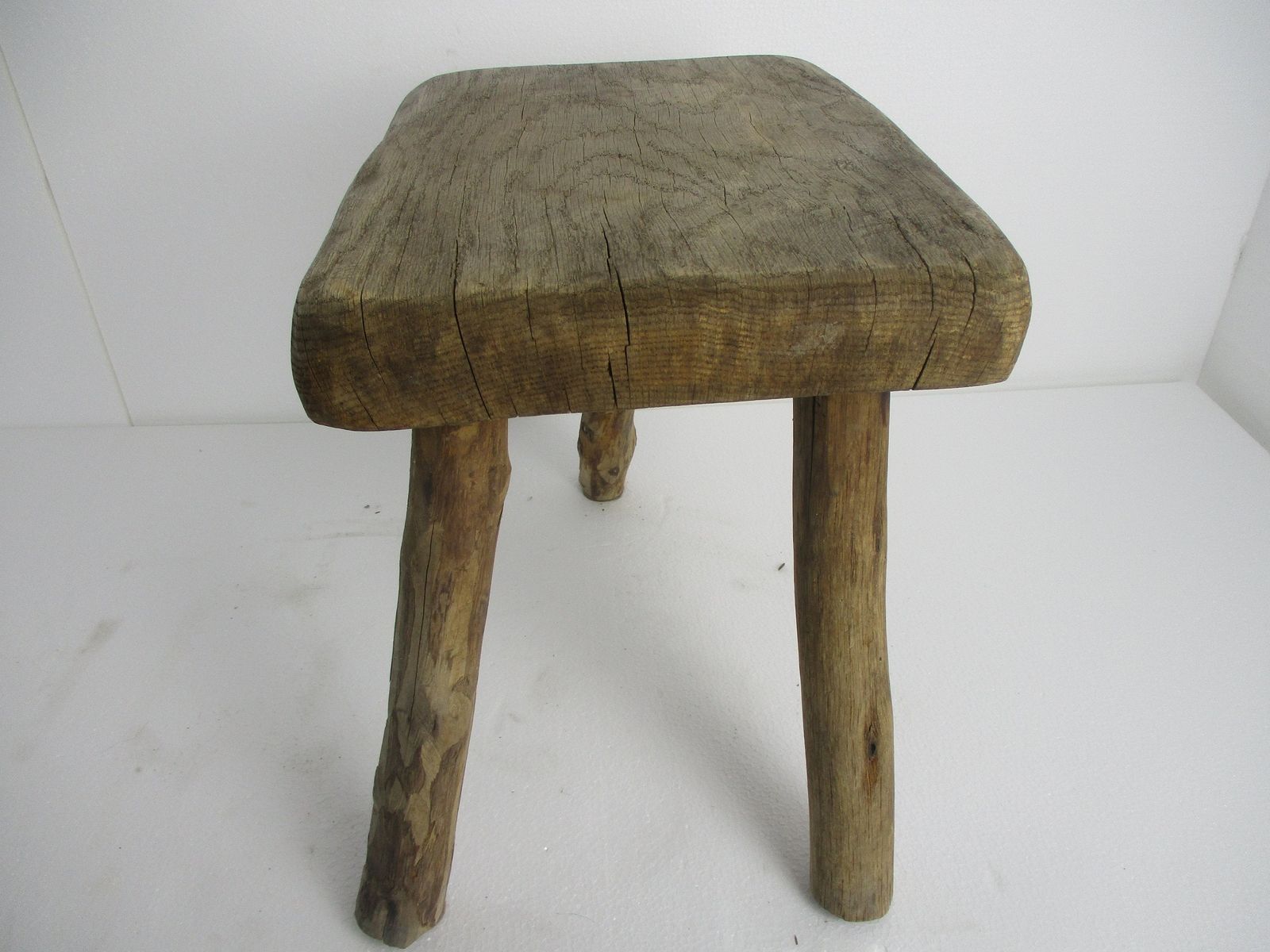 Vintage Hand Carved Wood  Milking Stool Pedestal Table Plant Flower Bonsai Stand photo buy