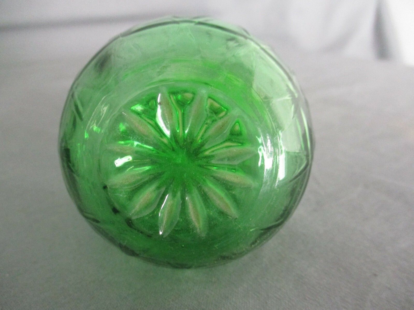 Empoli Art Glass Green Square Lidded  Decorative Bottle Italian Made Italy Retro photo for sale