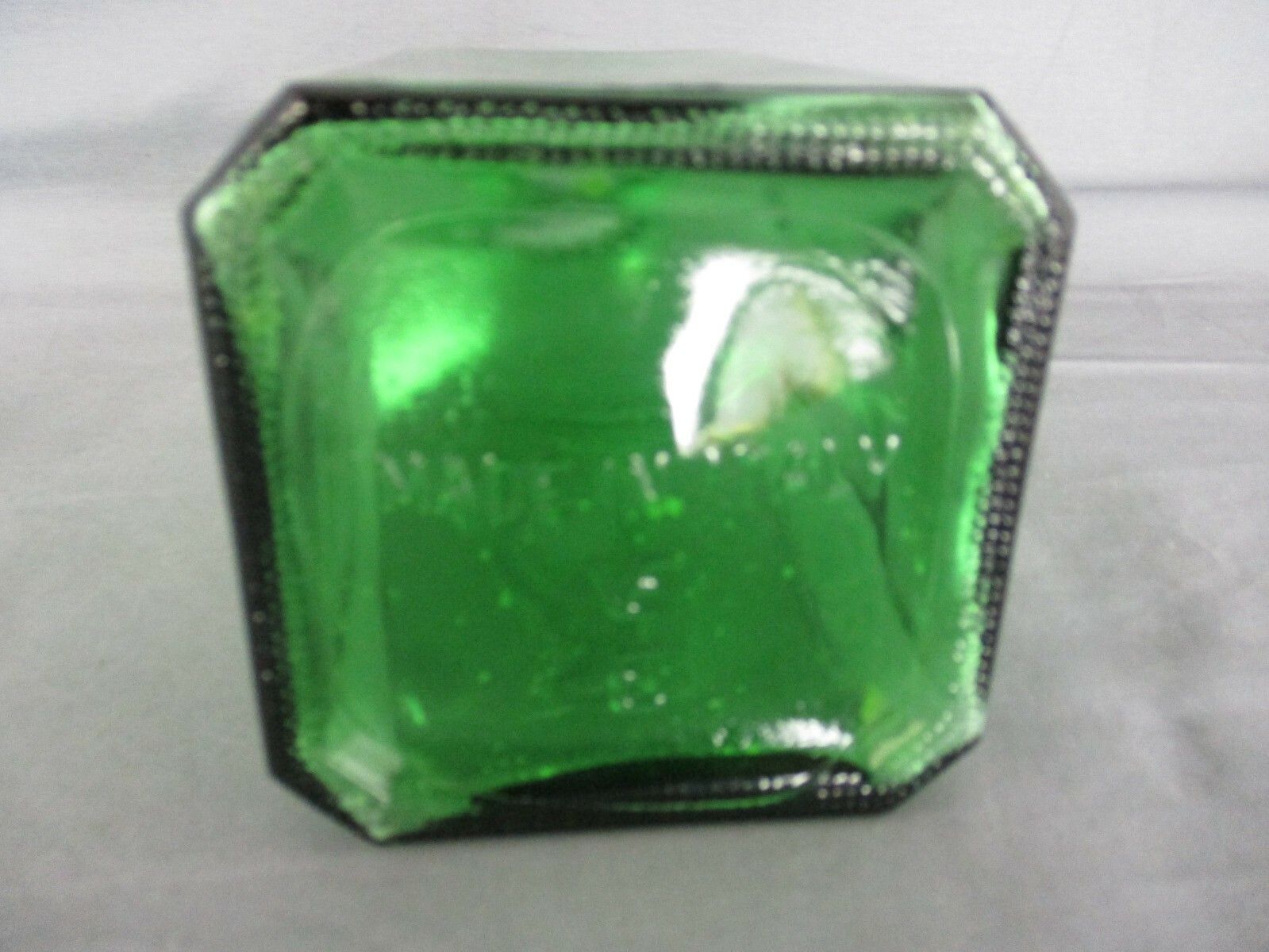 Empoli Art Glass Green Square Lidded  Decorative Bottle Italian Made Italy Retro photo buy