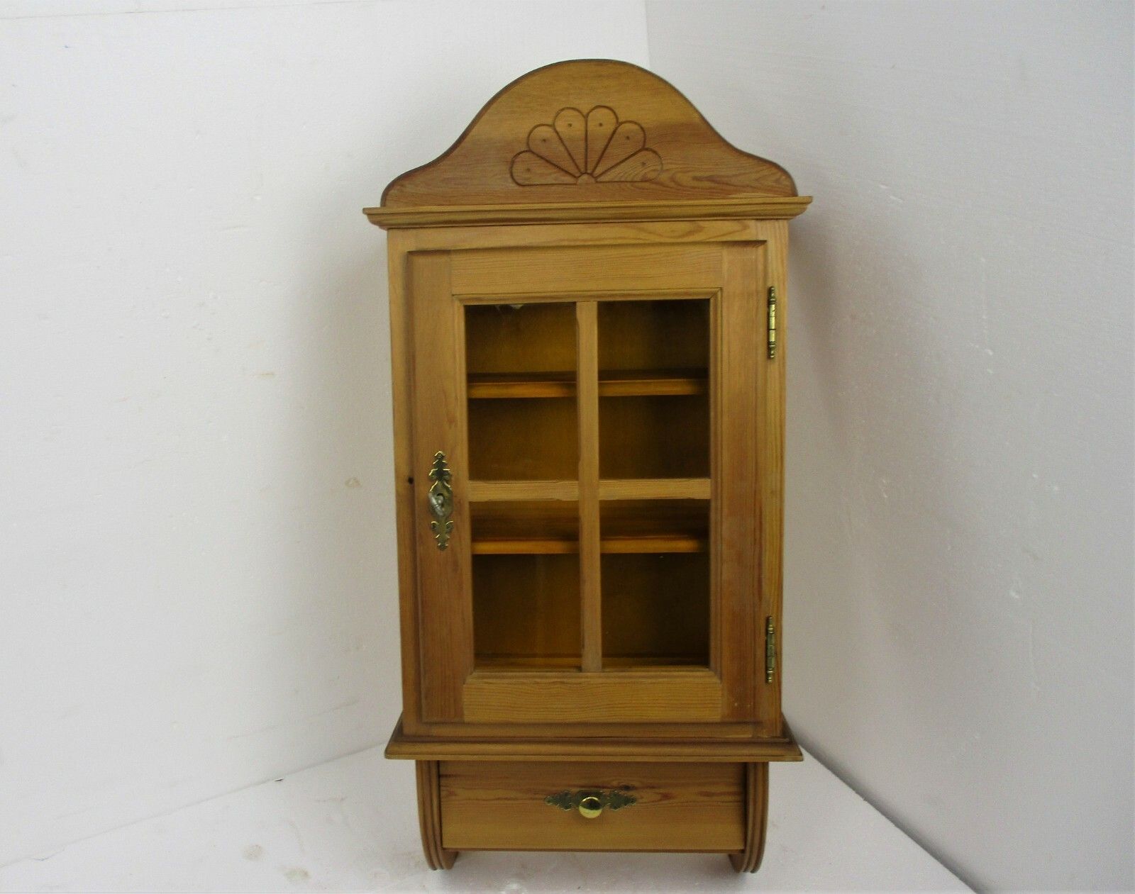 Large Kitchen Apothecary Bathroom Medicine Pharmacy Cabinet Amber Glass Signed photo furniture
