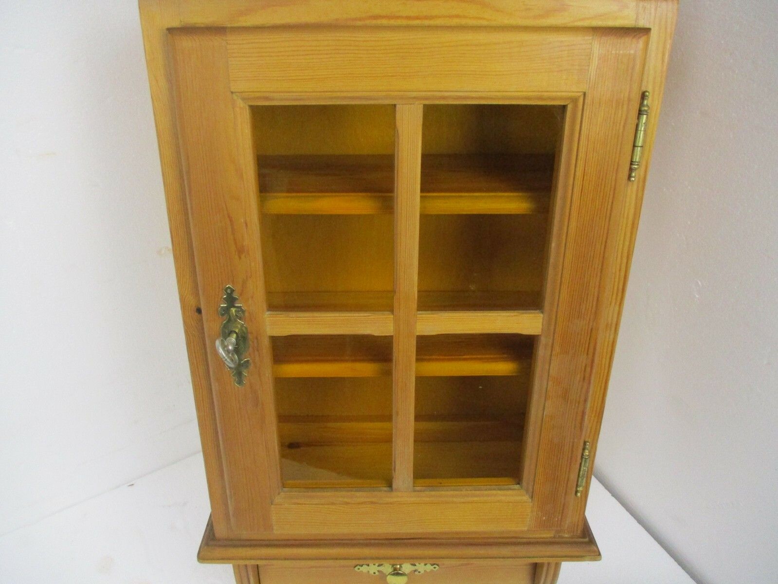 Large Kitchen Apothecary Bathroom Medicine Pharmacy Cabinet Amber Glass Signed photo Furniture