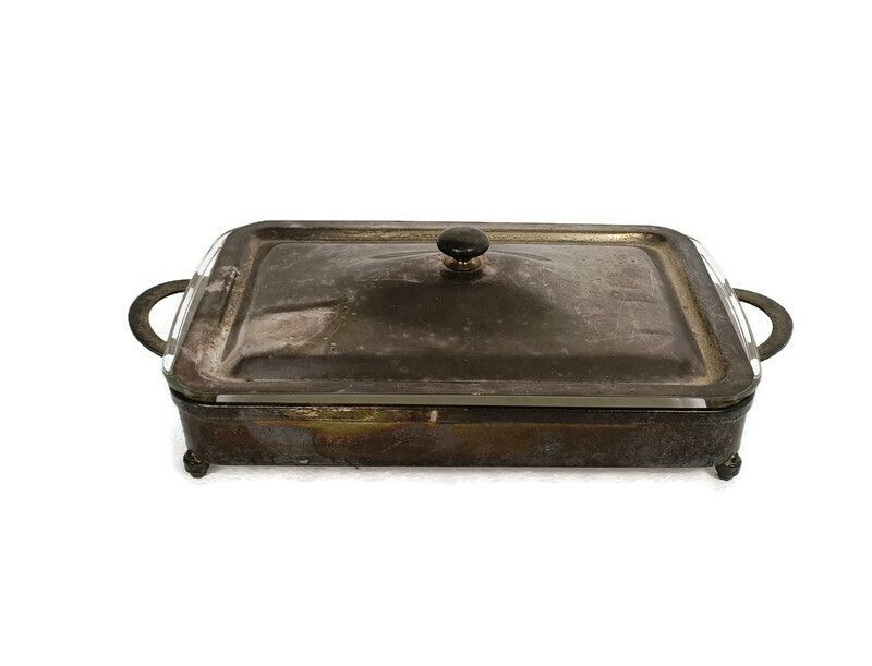 Silver Plated Caddy Pyrex Dish Pm Italy Marked