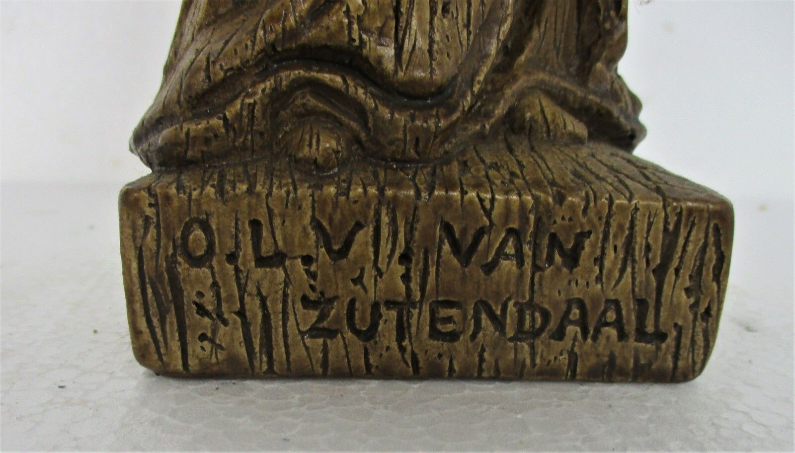 Statue Our Lady Of Zutendaal Madonna Infant Jesus Grapes Plaster Collector Htf photo for sale