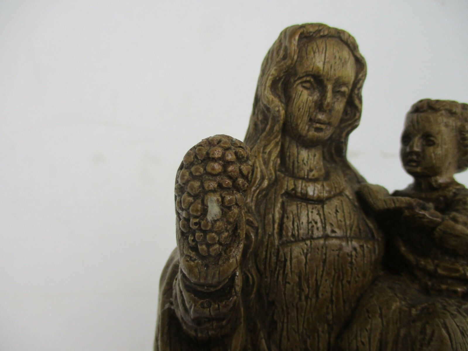 Statue Our Lady Of Zutendaal Madonna Infant Jesus Grapes Plaster Collector Htf photo Art