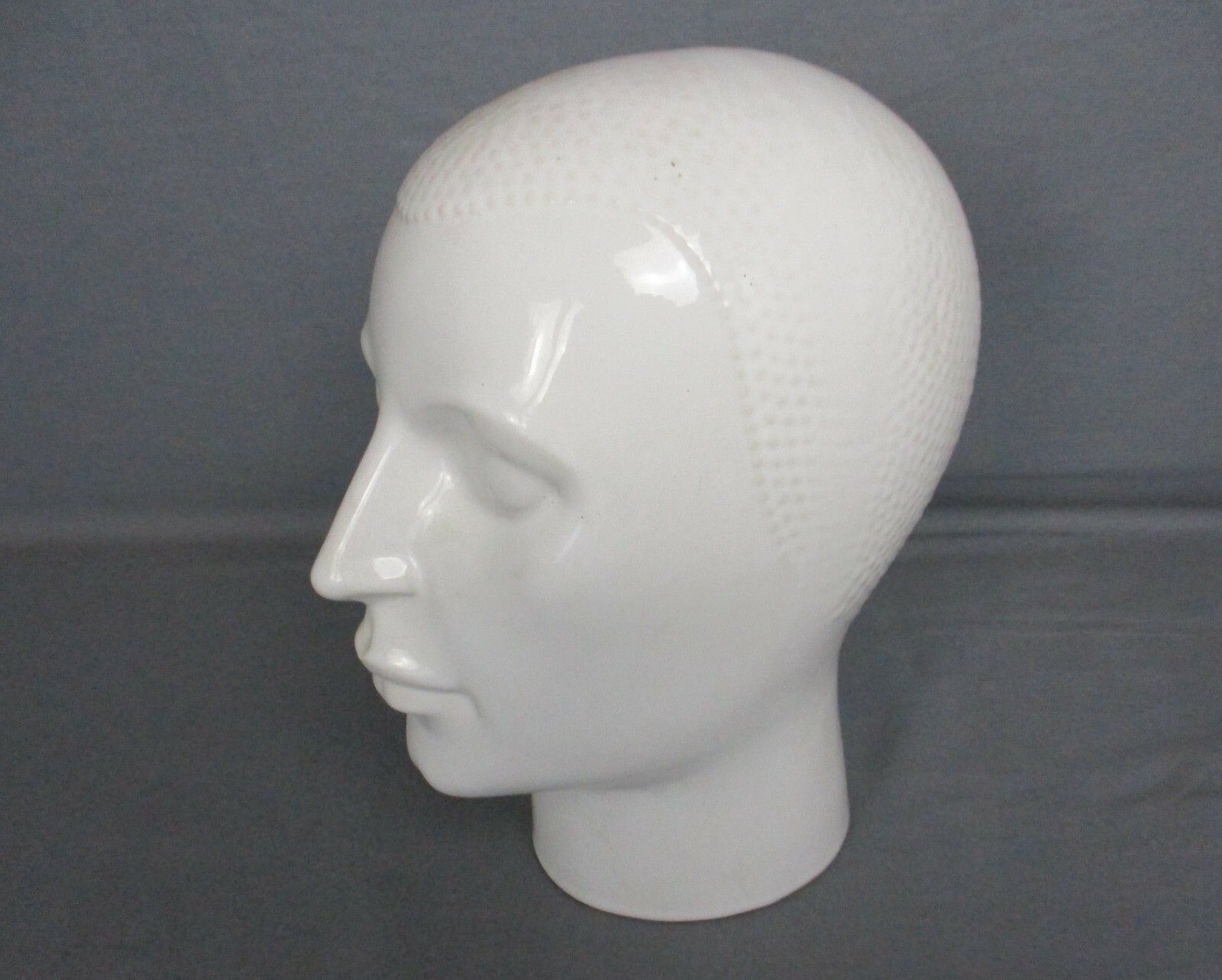 Vintage White Ceramic Display Female Male? Mannequin Head  Vanity Display Model photo for sale