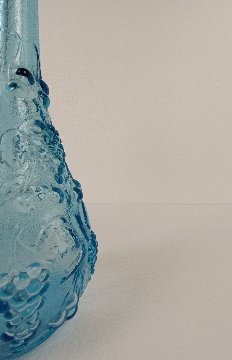 Vintage Art Bubbled Glass  Light Blue Azzurro Empoli Bottle Italian Decorative photo buy