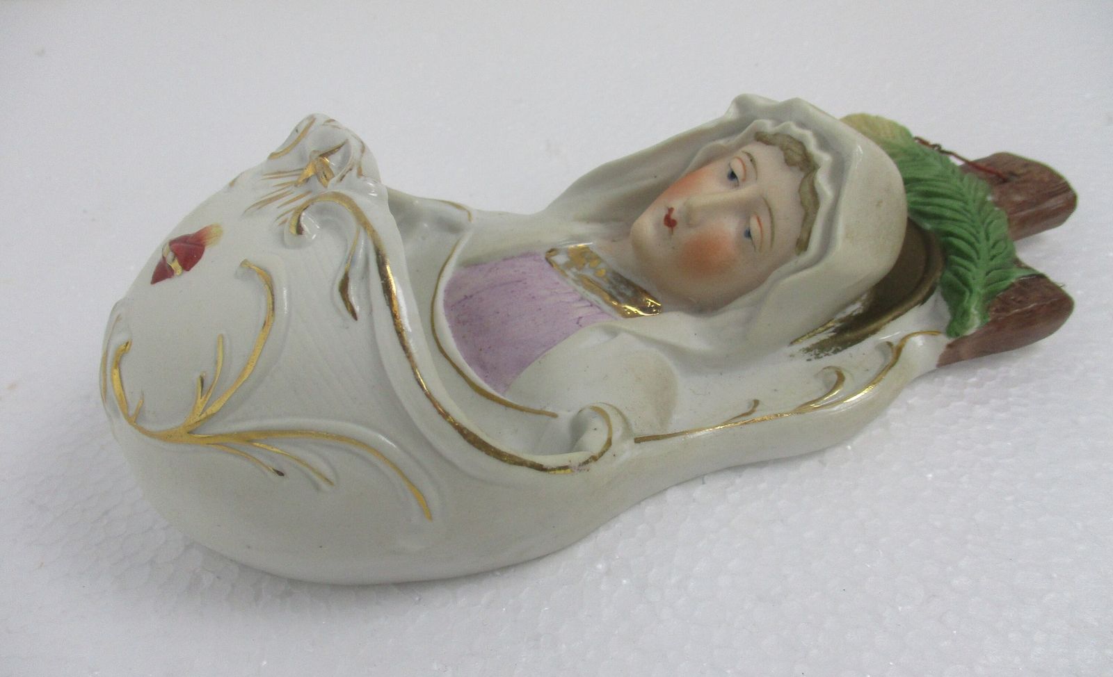 Porcelain Bisque Holy Water Font Vessel Virgin Mary Our Lady Of Sorrows  Wall Ha photo for sale
