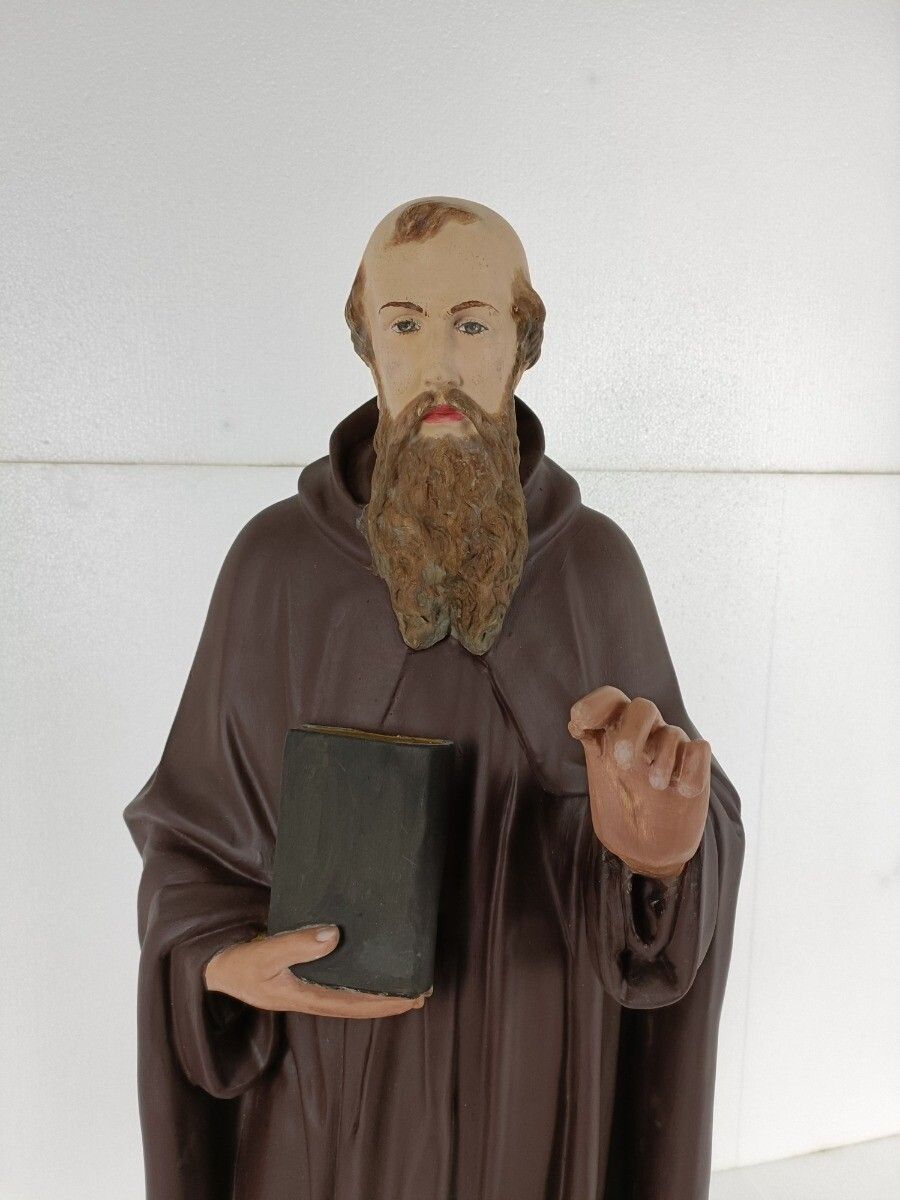 Church Statue Saint Gillis Gilles The Wanderer With A Deer Collector Plaster photo for sale