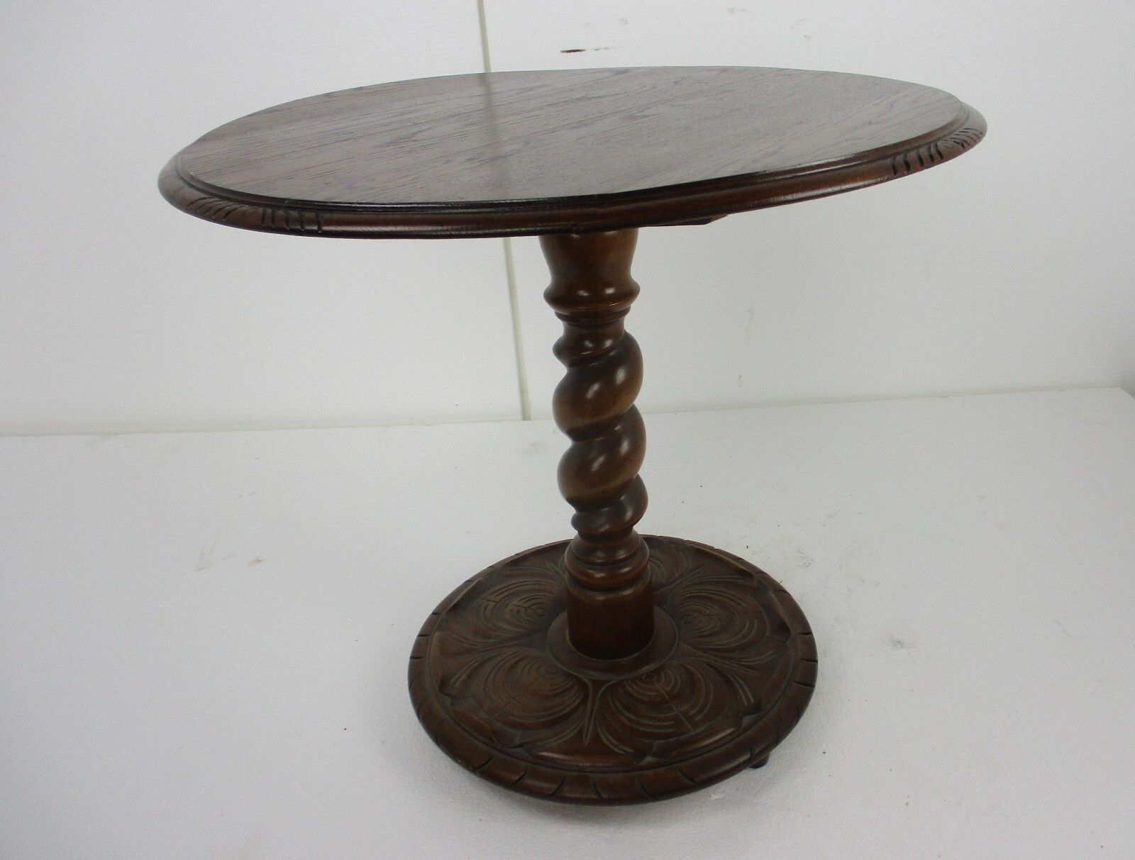 Hand Carved Wood Barley Twist Side Display Coffee Table Pedestal Plant Stand photo furniture