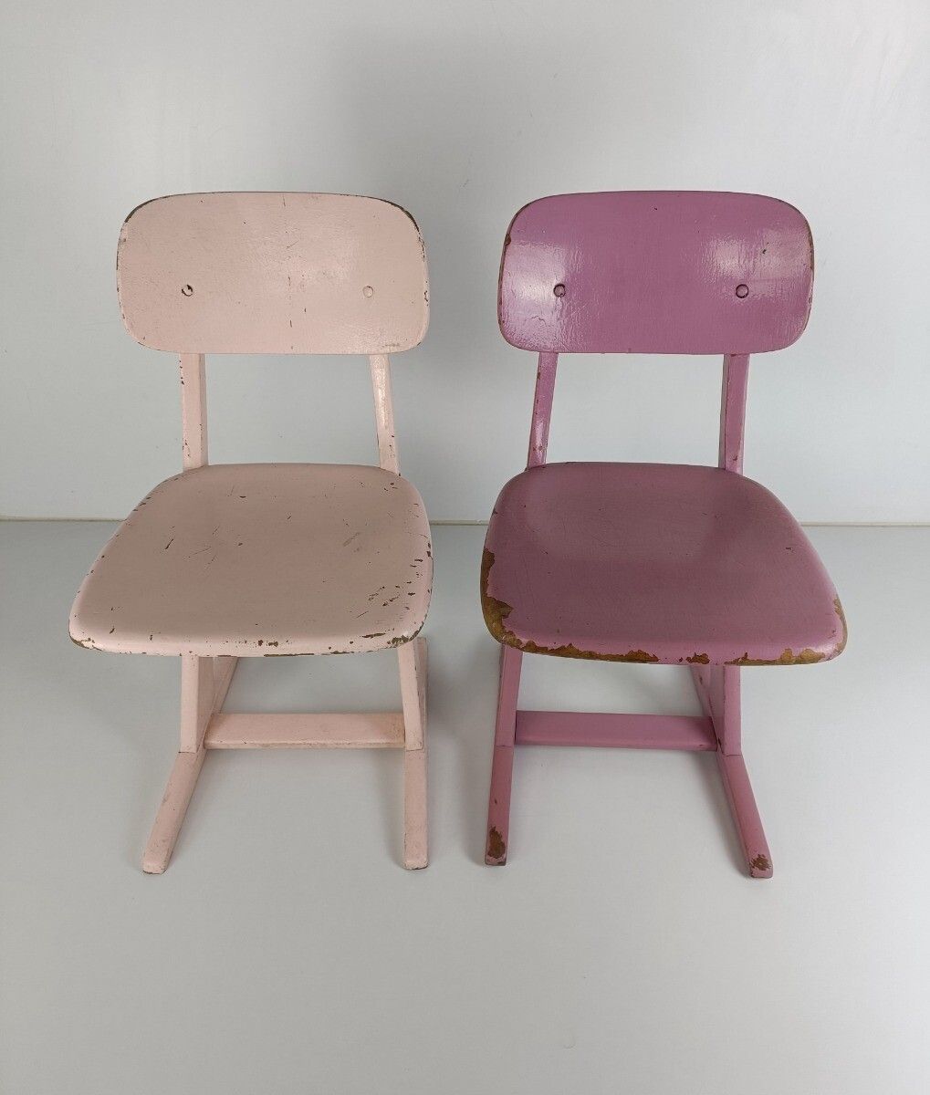 Pair Children's School Chairs By Karl Nothhelfer For Casala 1960s Plywood Design photo buy