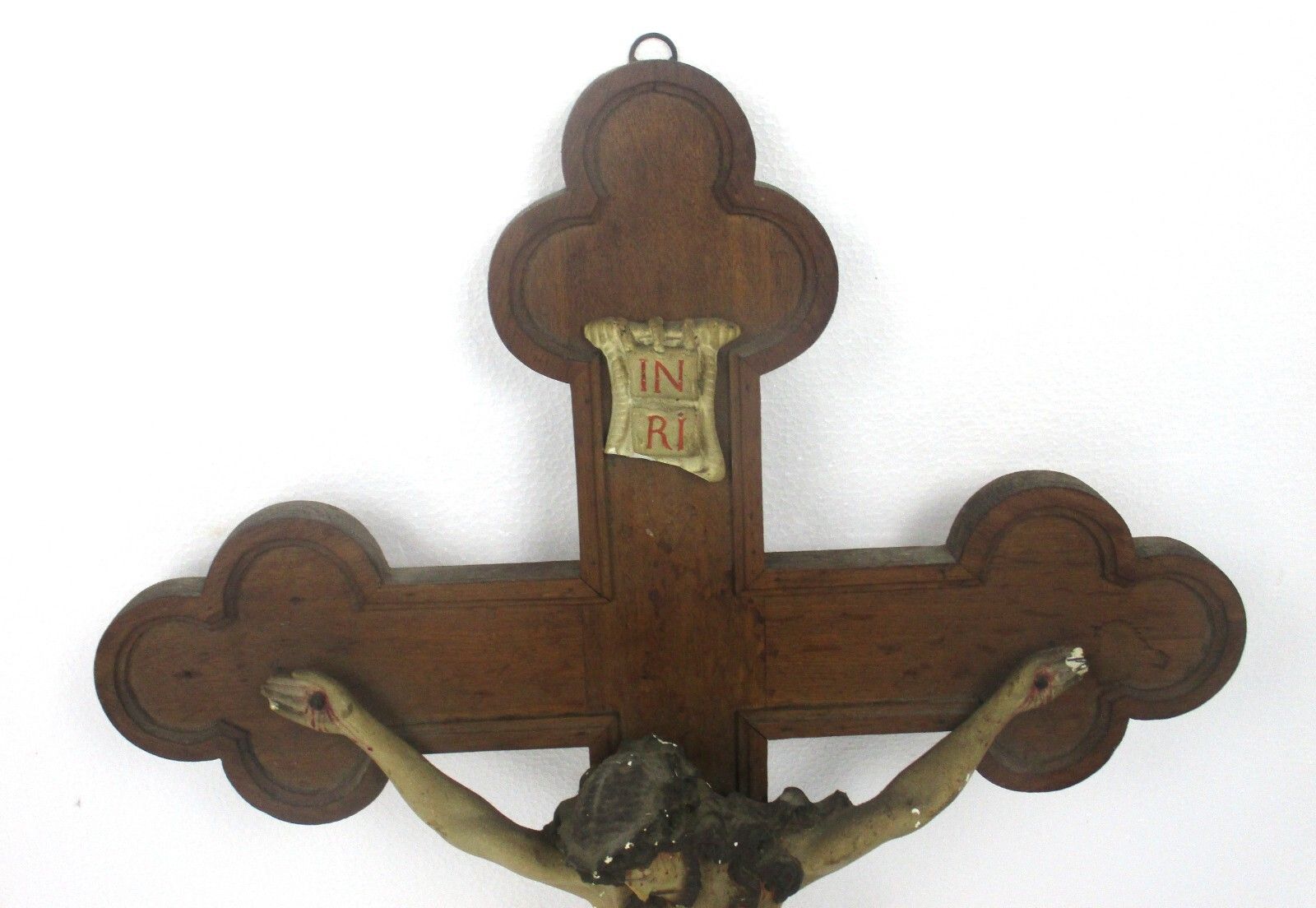 Xl Wood Hanging Church Crucifix Plaster Dramatic Gorgeous Corpus Piece Of Art photo furniture