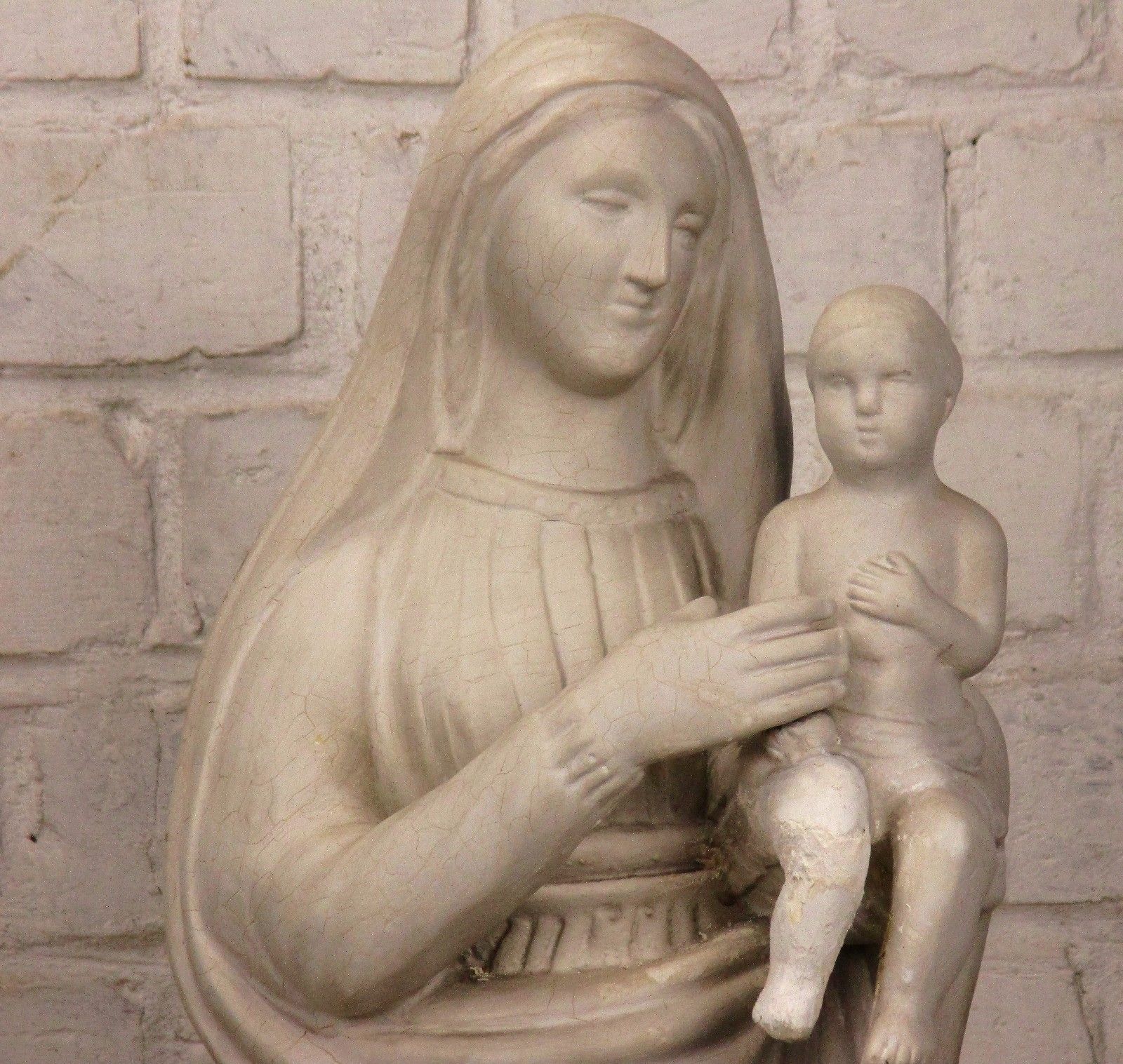 Large Virgin Mary Madonna & Child Plaster Statue Church Chapel 23.62" photo furniture