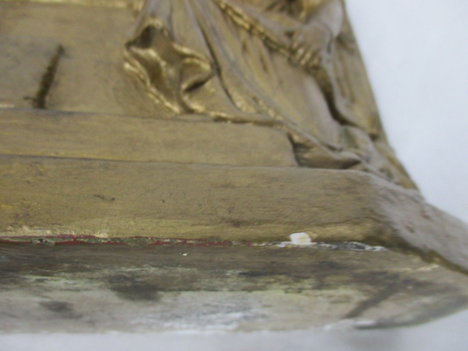 185.0 High Relief Tableaux  Virgin Infant Child Plaster Statue Adoration Angel Lovely photo