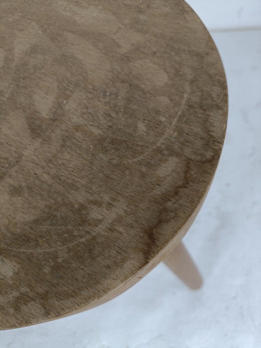 Milking Stool, Stool, Pedestal, Plant Stand, Antique, Sandblasted, Wood, Funky, photo 117.0