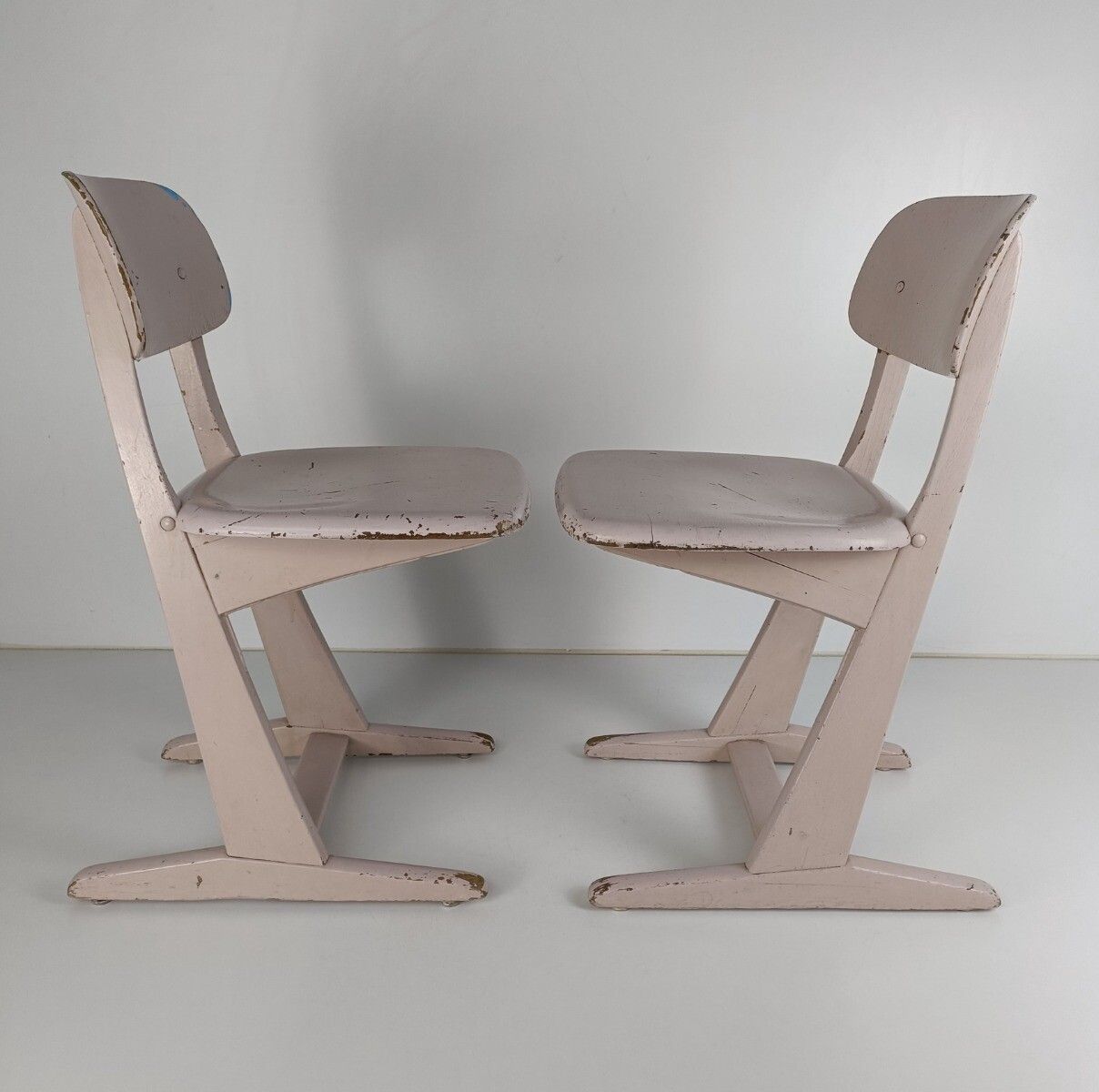 Pair Children's School Chairs By Karl Nothhelfer For Casala 1960s Plywood Design photo buy