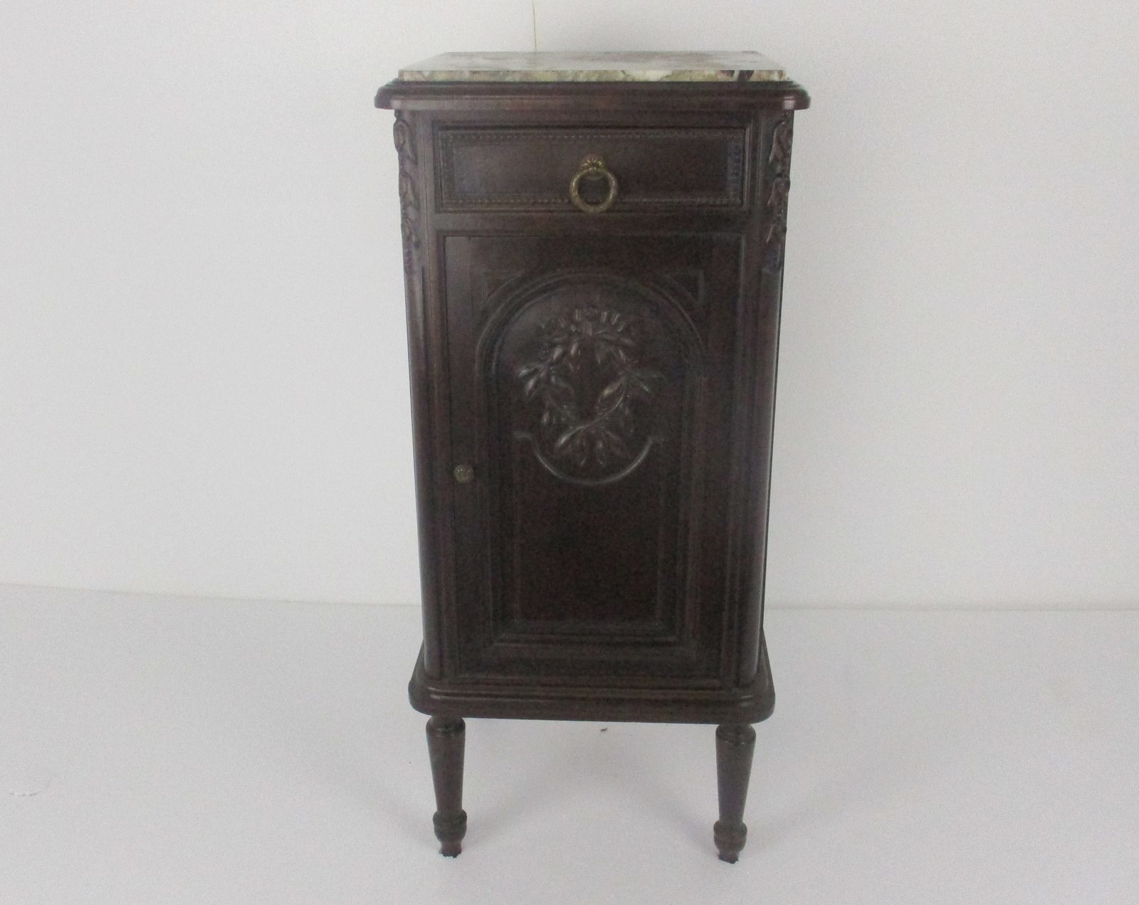 Antique Art Deco Art Nouveau Marble Top  And Inside Side Cabinet Table Night Sta photo 485.0