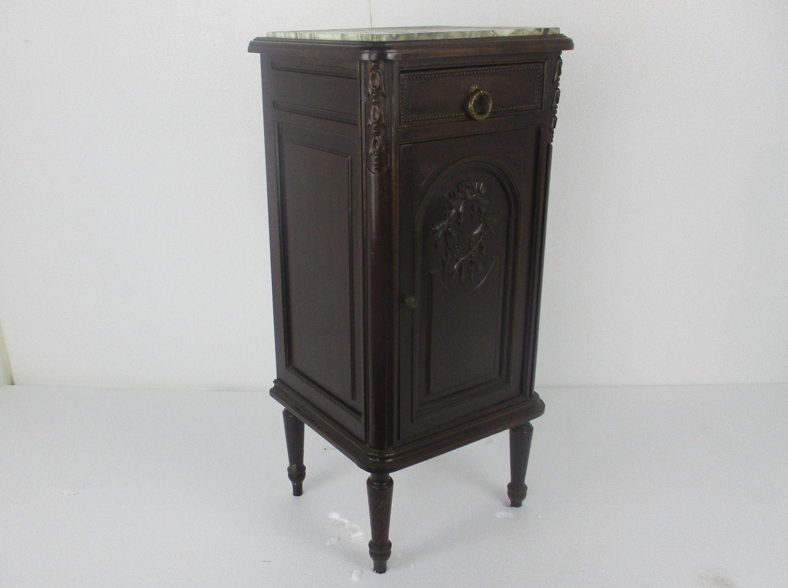 Antique Art Deco Art Nouveau Marble Top  And Inside Side Cabinet Table Night Sta photo vinterior