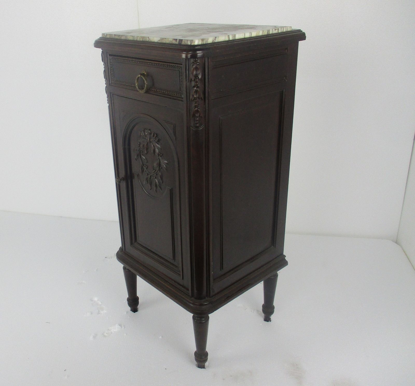 Antique Art Deco Art Nouveau Marble Top  And Inside Side Cabinet Table Night Sta photo vintage