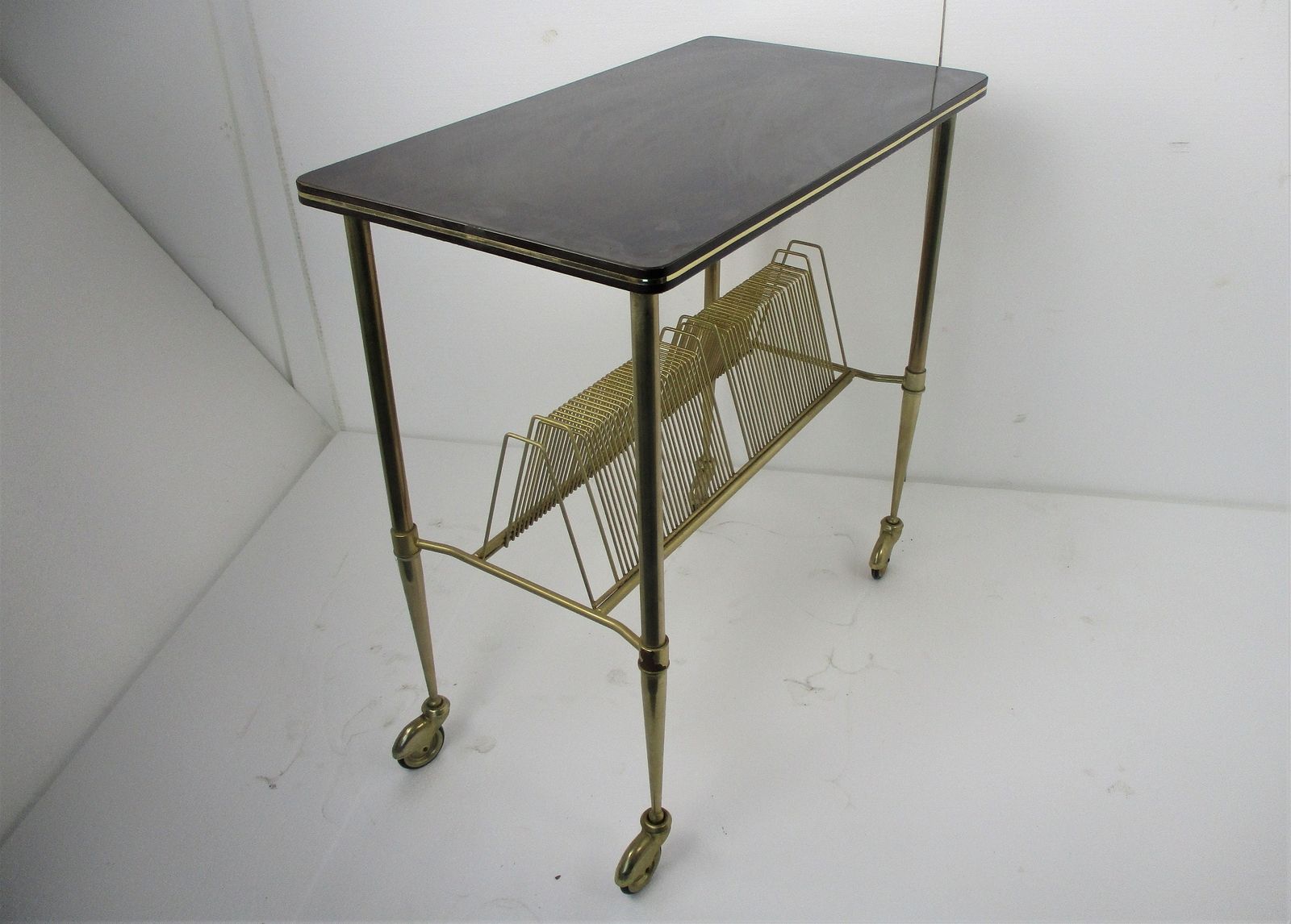 Retro Music Vinyl Storage Lp Record Stand Cart Trolley Space Age Pop Art Funky A photo vinterior